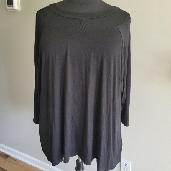 Spense Women's Plus Black Mesh Sheer Flowy Flounce Net Tunic Top Blouse 3X - Picture 1 of 6